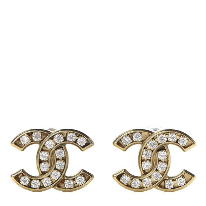Chanel Crystal CC Earrings Gold 1 of 5