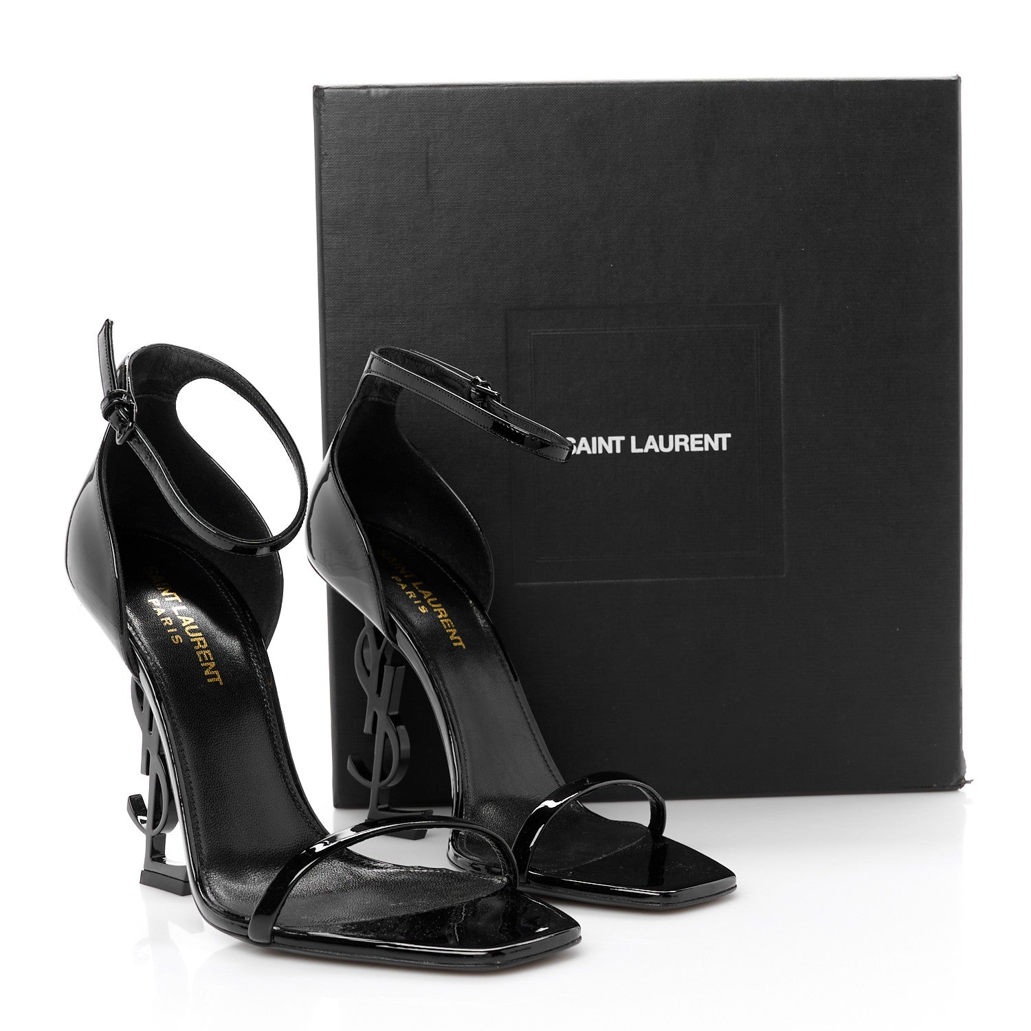 Saint Laurent Patent Calfskin Opyum 110 Sandals 38.5 Black 10 of 10
