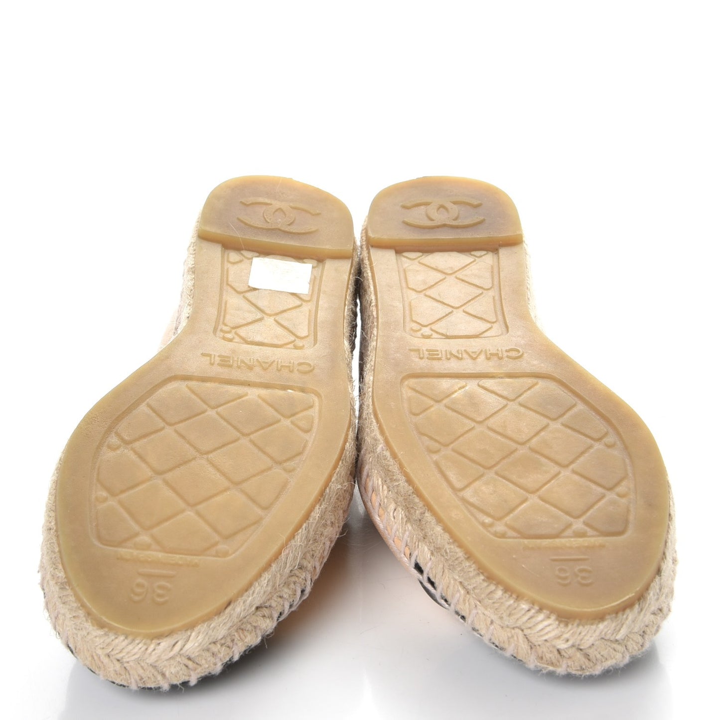 Lambskin CC Espadrilles 36 Beige Black