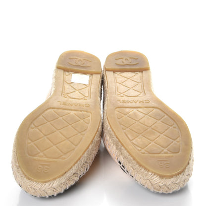 Chanel Lambskin CC Espadrilles 36 Beige Black 5 of 11