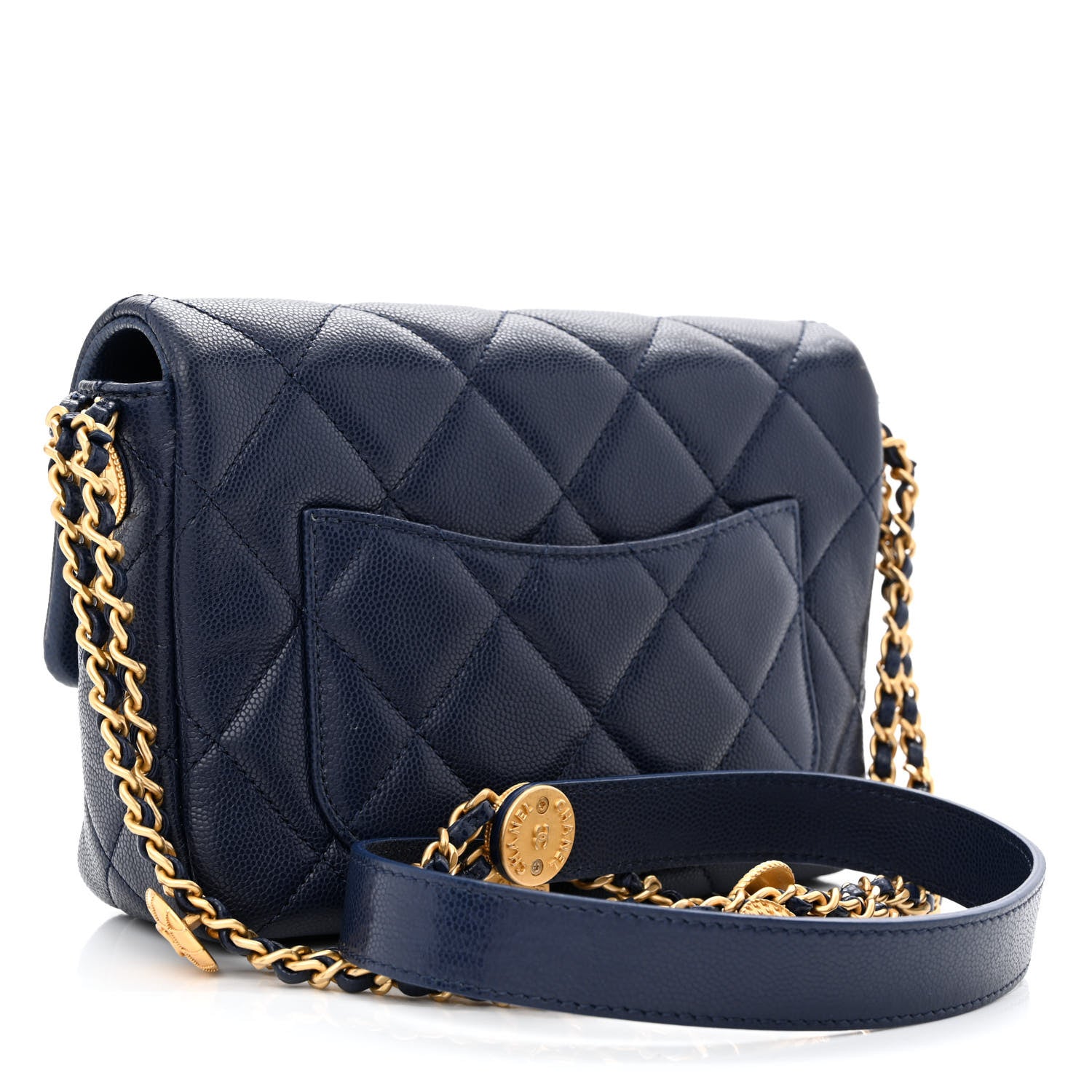 Chanel Caviar Quilted Small Twist Your Buttons Flap Blue 3 of 12