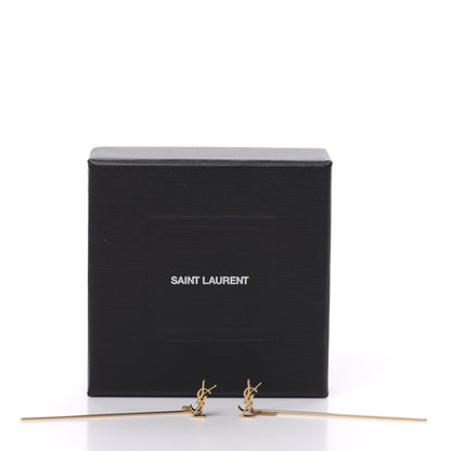 Saint Laurent Metal Monogram Pendant Threader Earrings Gold 5 of 5