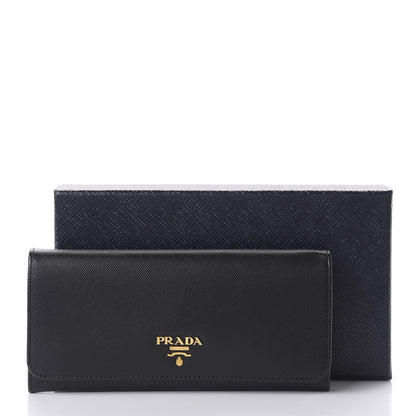 Prada Saffiano Metal Continental Flap Wallet Black 10 of 10