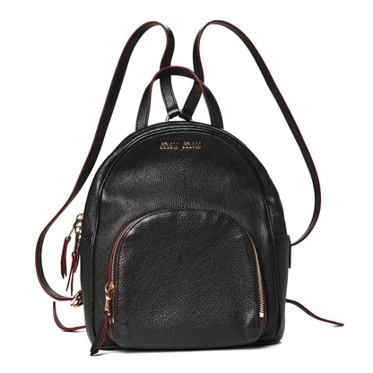 Miu Miu Goatskin Madras Backpack Black 2 of 24