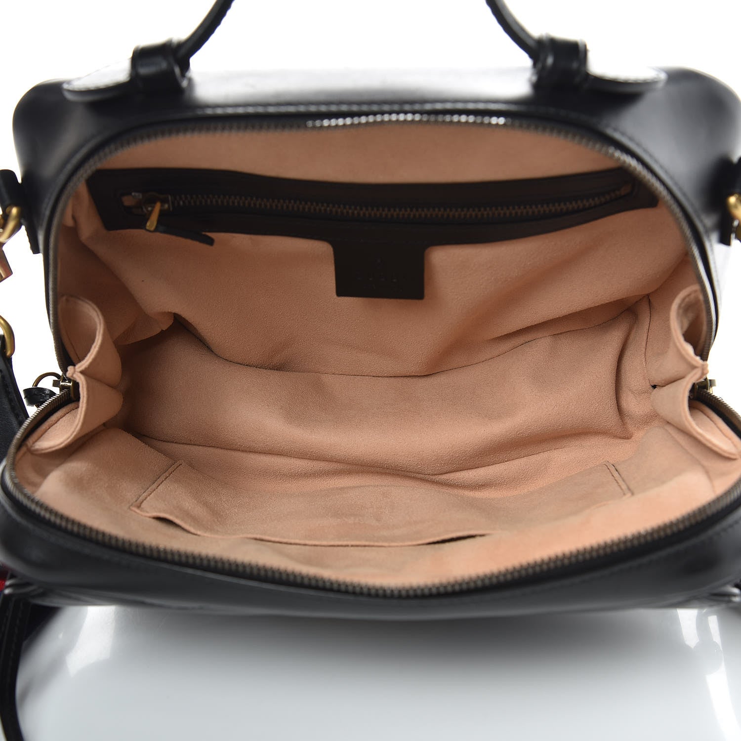 Gucci Calfskin Matelasse Sylvie Web Small GG Marmont Top Handle Shoulder Bag Black 5 of 10