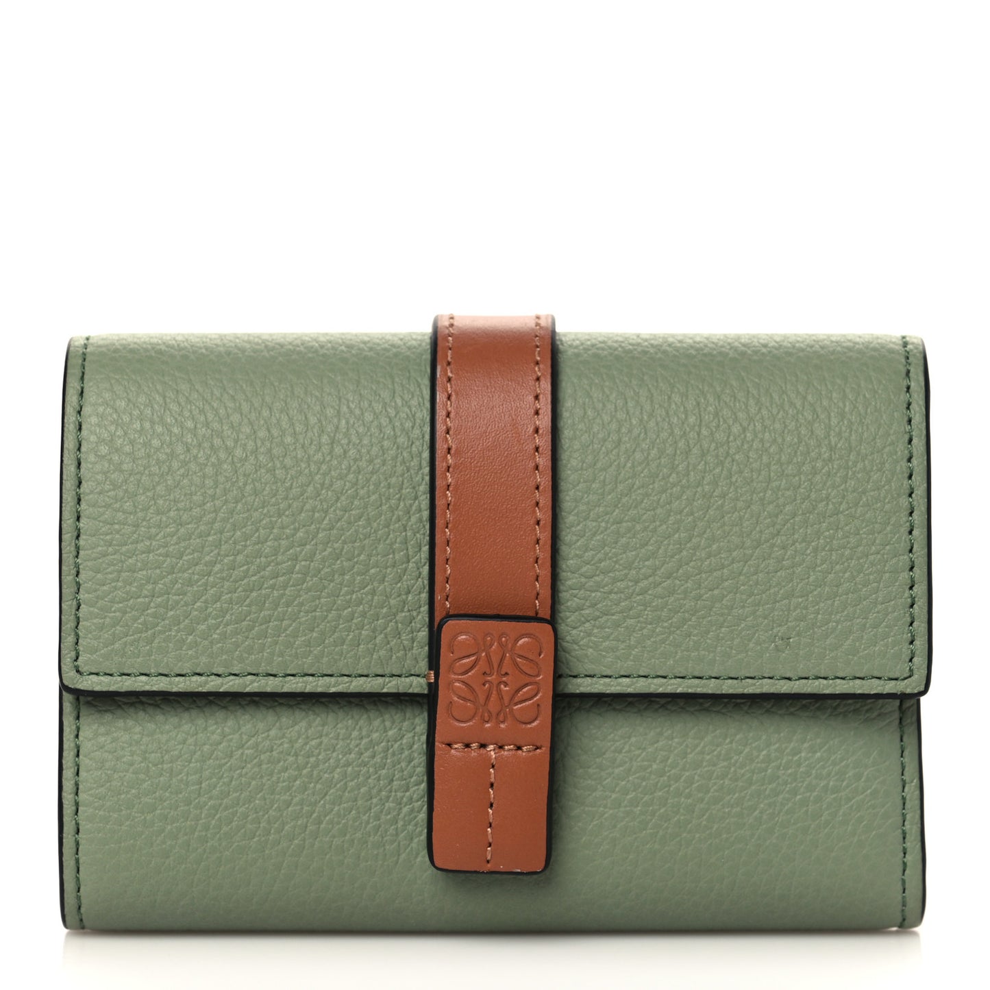 Grained Calfskin Small Vertical Wallet Rosemary Tan