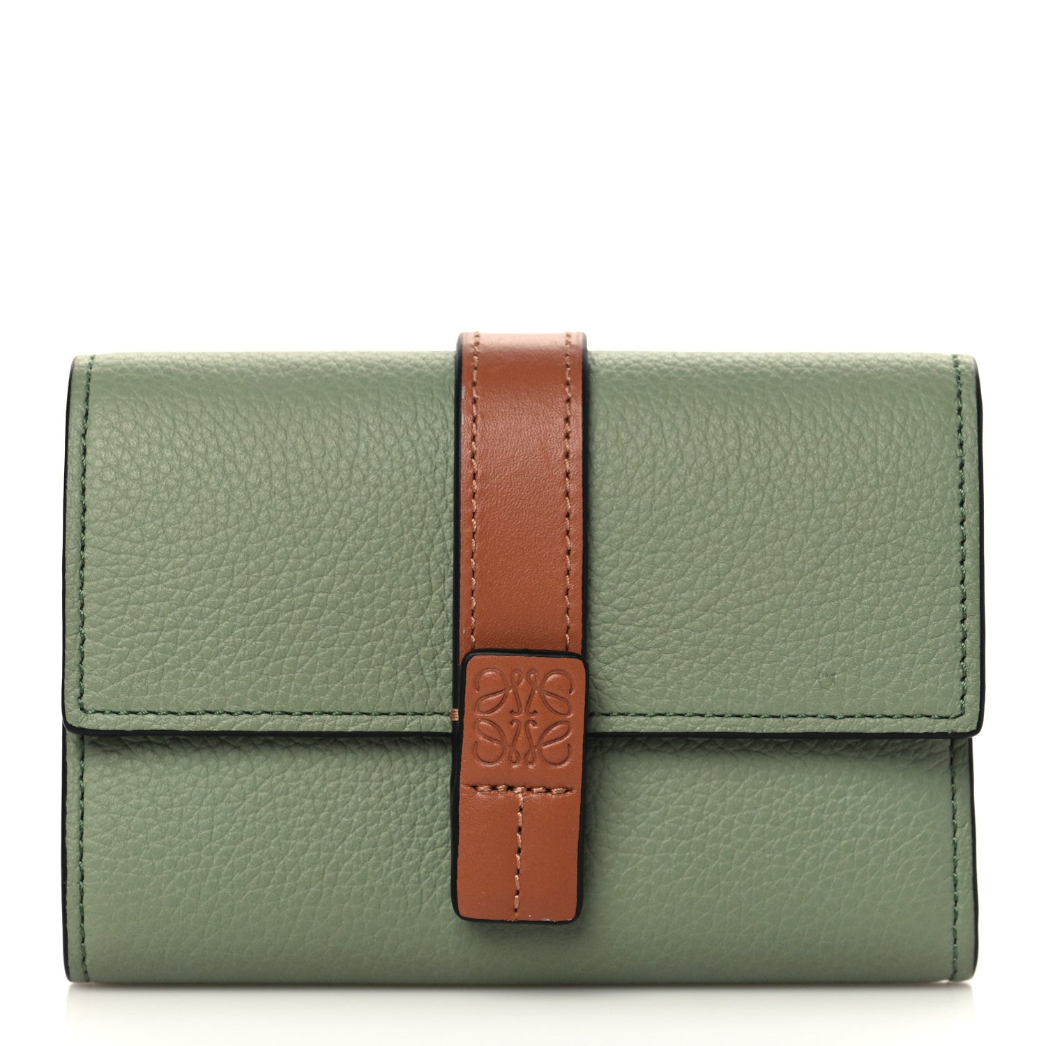 Loewe Grained Calfskin Small Vertical Wallet Rosemary Tan 1 of 6