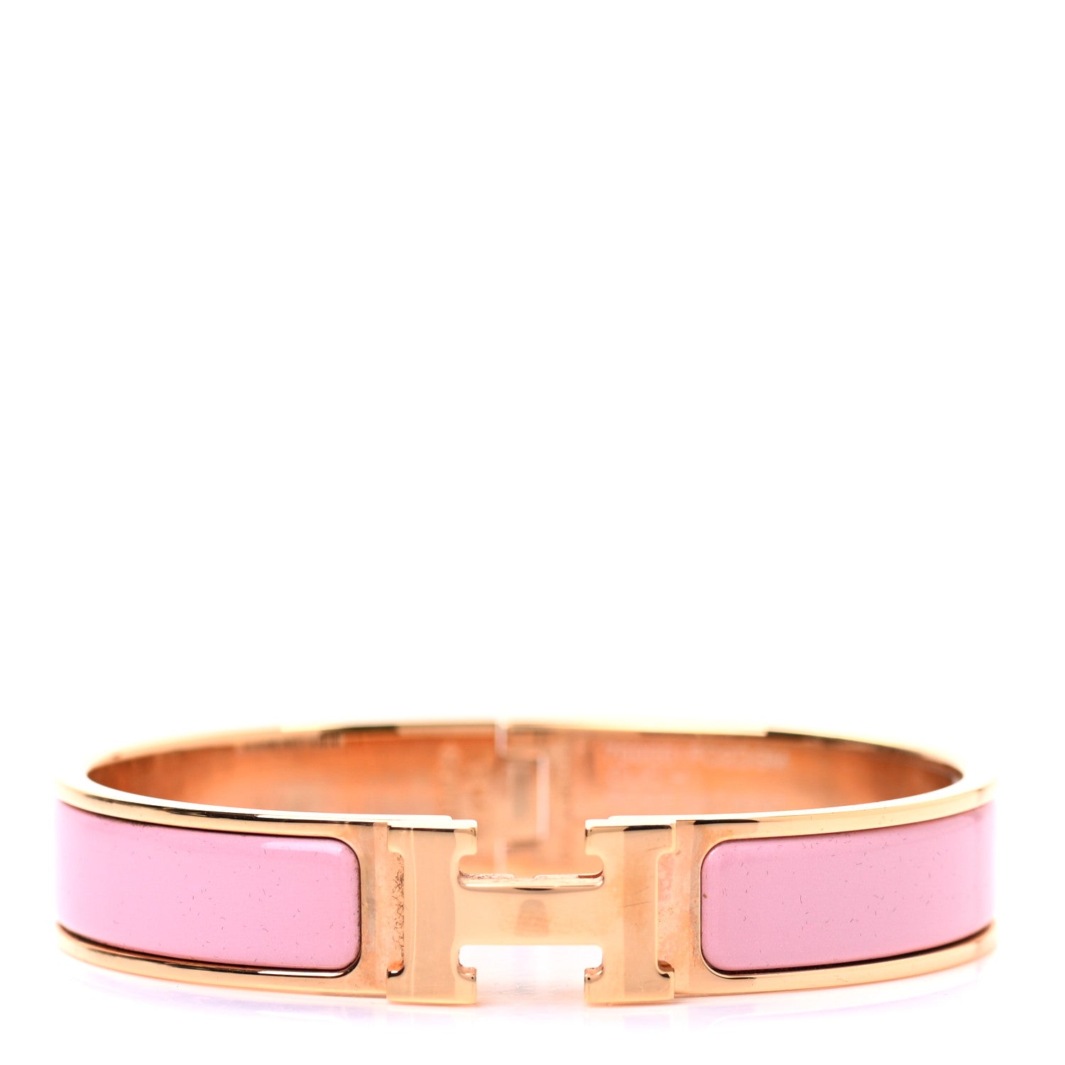 Hermes Enamel Narrow Clic Clac H Bracelet GM Rose Nacarat 1 of 4