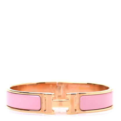 Hermes Enamel Narrow Clic Clac H Bracelet GM Rose Nacarat 1 of 4