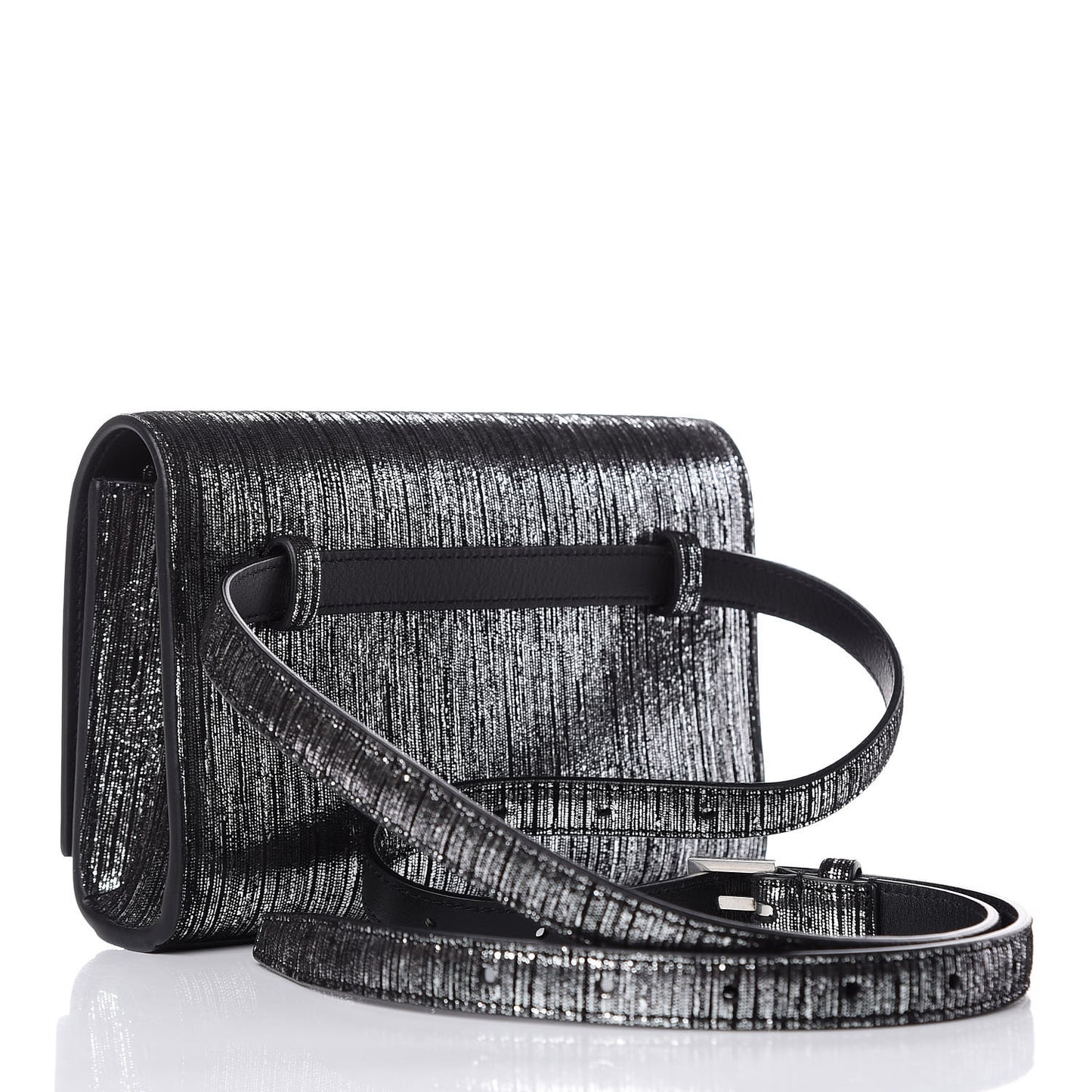 Metallic Lambskin Lame Kate Belt Bag Black Platine