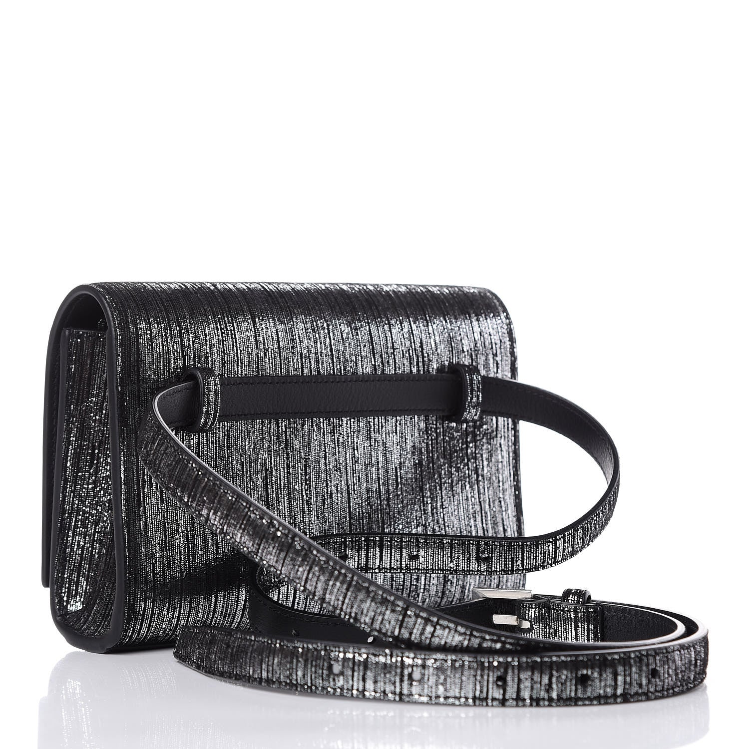 Saint Laurent Metallic Lambskin Lame Kate Belt Bag Black Platine 3 of 8
