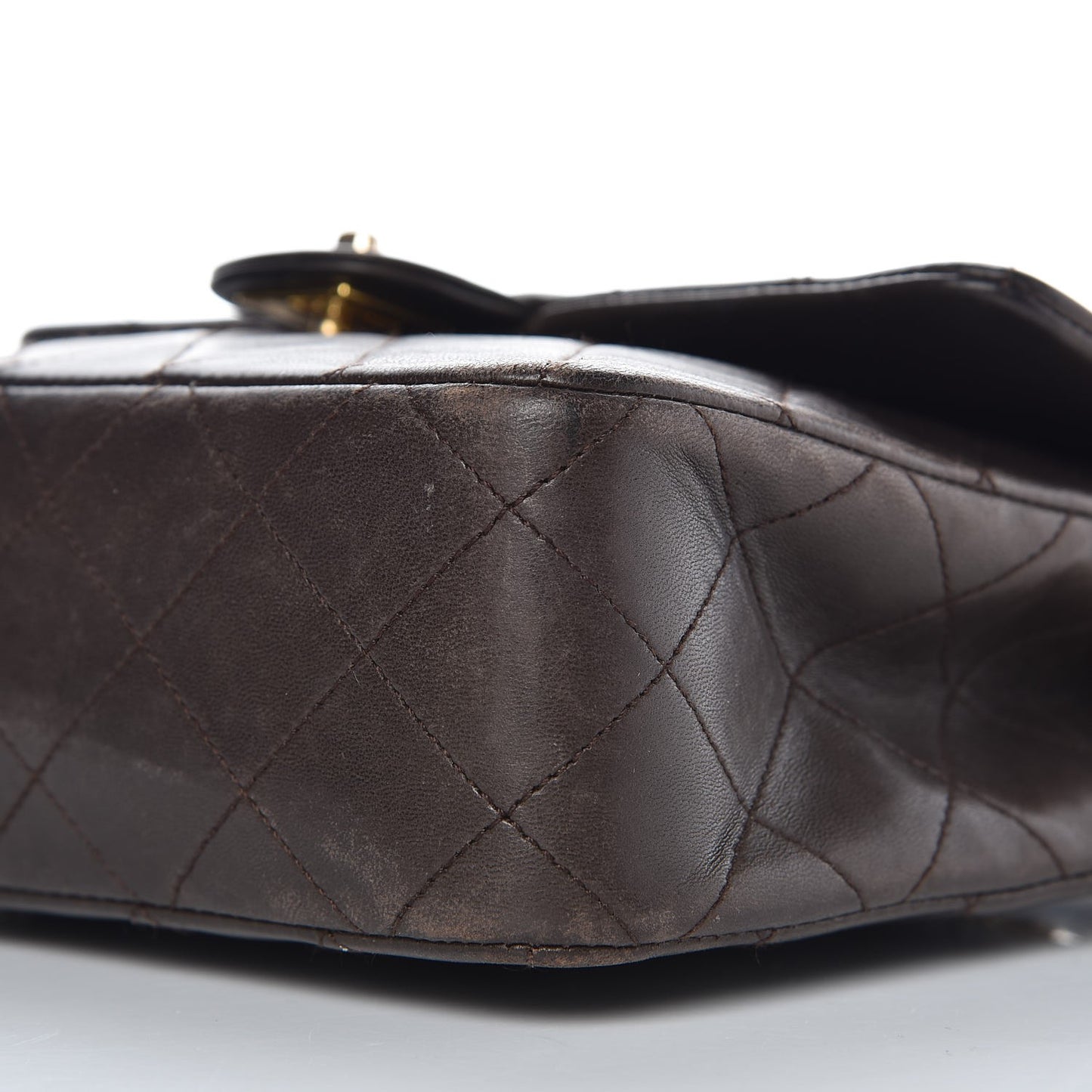 Lambskin Quilted Small Single Flap Brown
