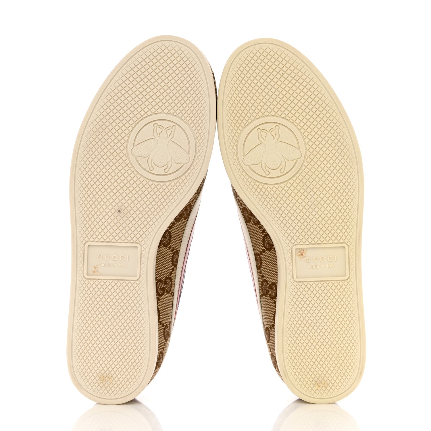 Gucci Suede Monogram Web Womens Falacer Sneakers 35.5 Nocciola Beige Mystic White Hibiscus Red 5 of 10