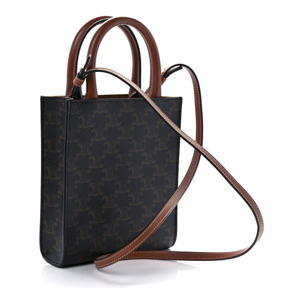 Celine Triomphe Canvas Calfskin Mini Vertical Cabas Tan 3 of 7