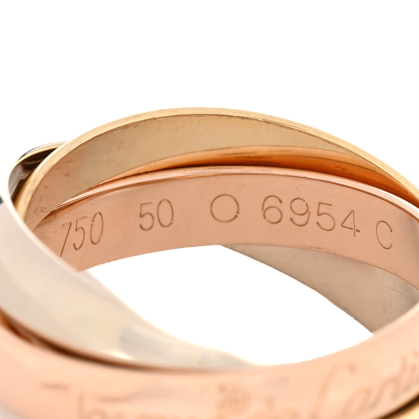18K Pink Yellow White Gold Classic Les Must De Cartier Trinity Ring 50 5.25