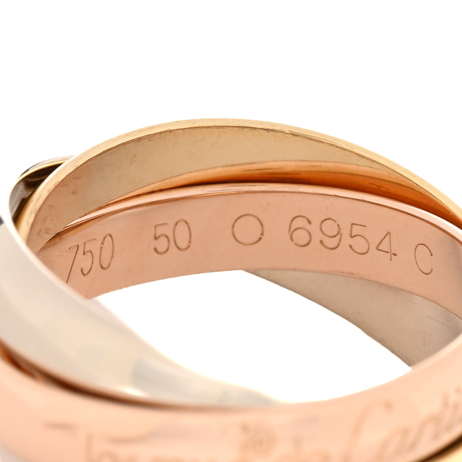 Cartier 18K Pink Yellow White Gold Classic Les Must De Cartier Trinity Ring 50 5.25 4 of 4