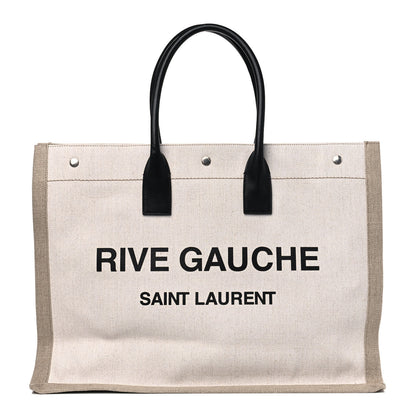 Saint Laurent Linen Calfskin Rive Gauche Tote Optic White 1 of 7
