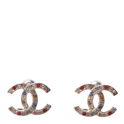 Chanel Crystal CC Earrings Gold Multicolor 1 of 5
