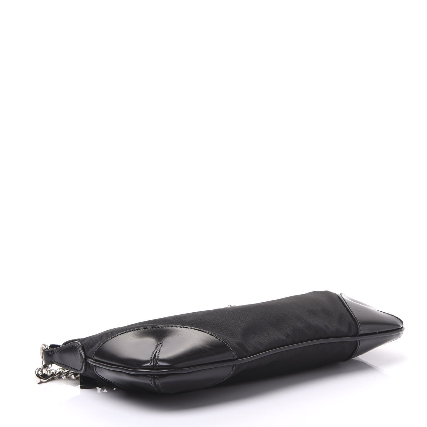 Tessuto Nylon Calfskin Chain Pochette Black