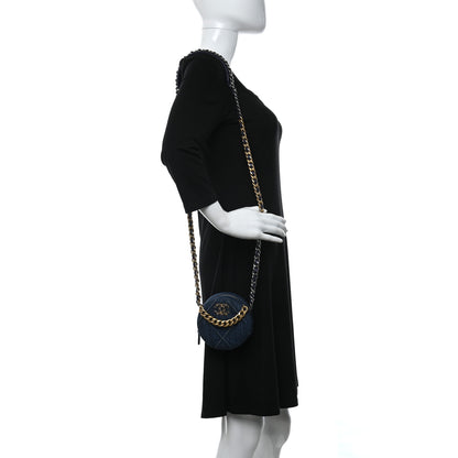 Chanel Denim Quilted Chanel 19 Round Clutch With Chain Blue 2 of 9