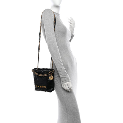Chanel Shiny Calfskin Quilted Mini Chanel 22 Black 2 of 10