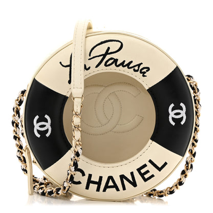 Chanel Lambskin Coco Lifesaver Round Bag Black White 1 of 11