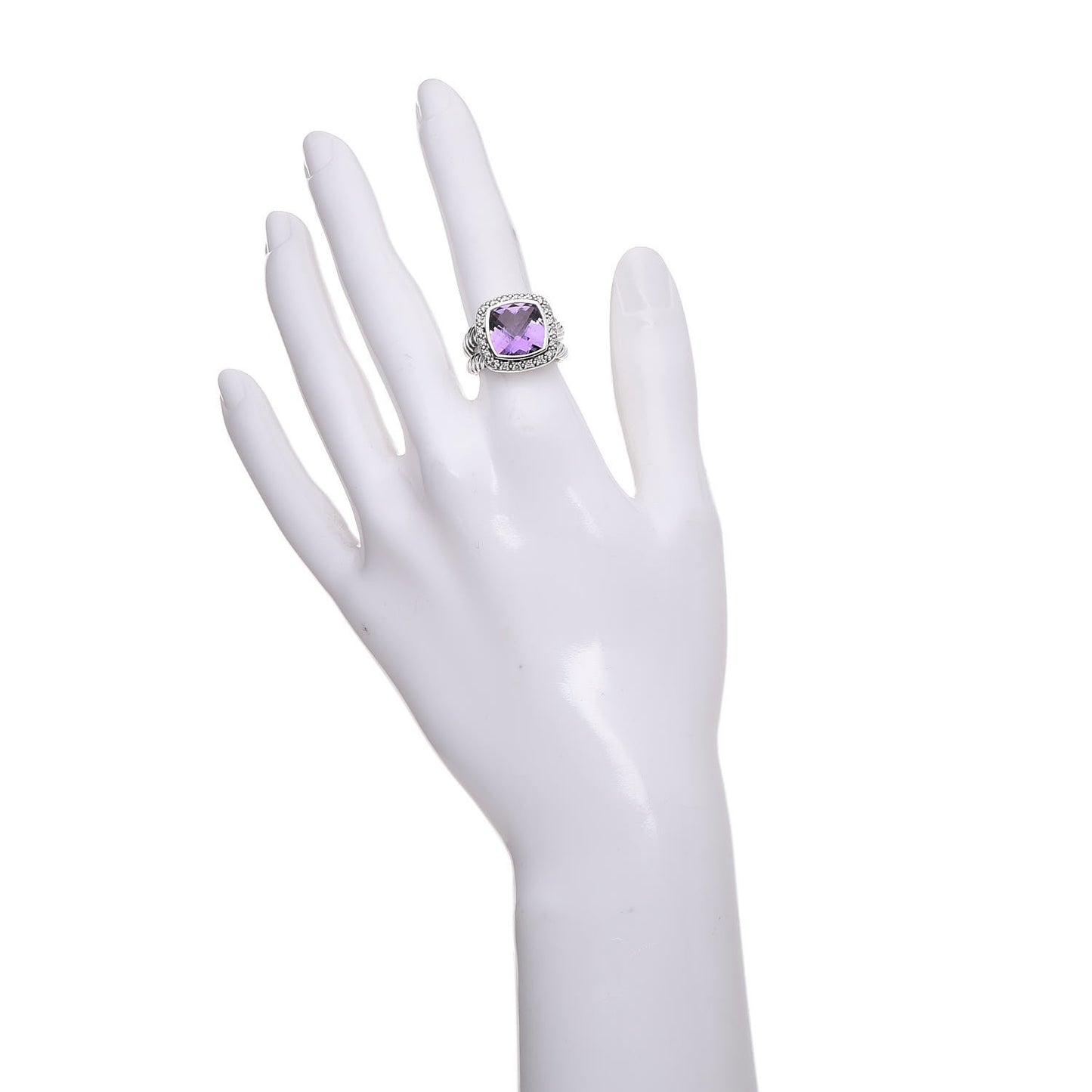 Sterling Silver Diamond Amethyst 11mm Albion Ring 52 6