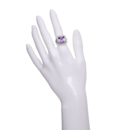 David Yurman Sterling Silver Diamond Amethyst 11mm Albion Ring 52 6 2 of 4