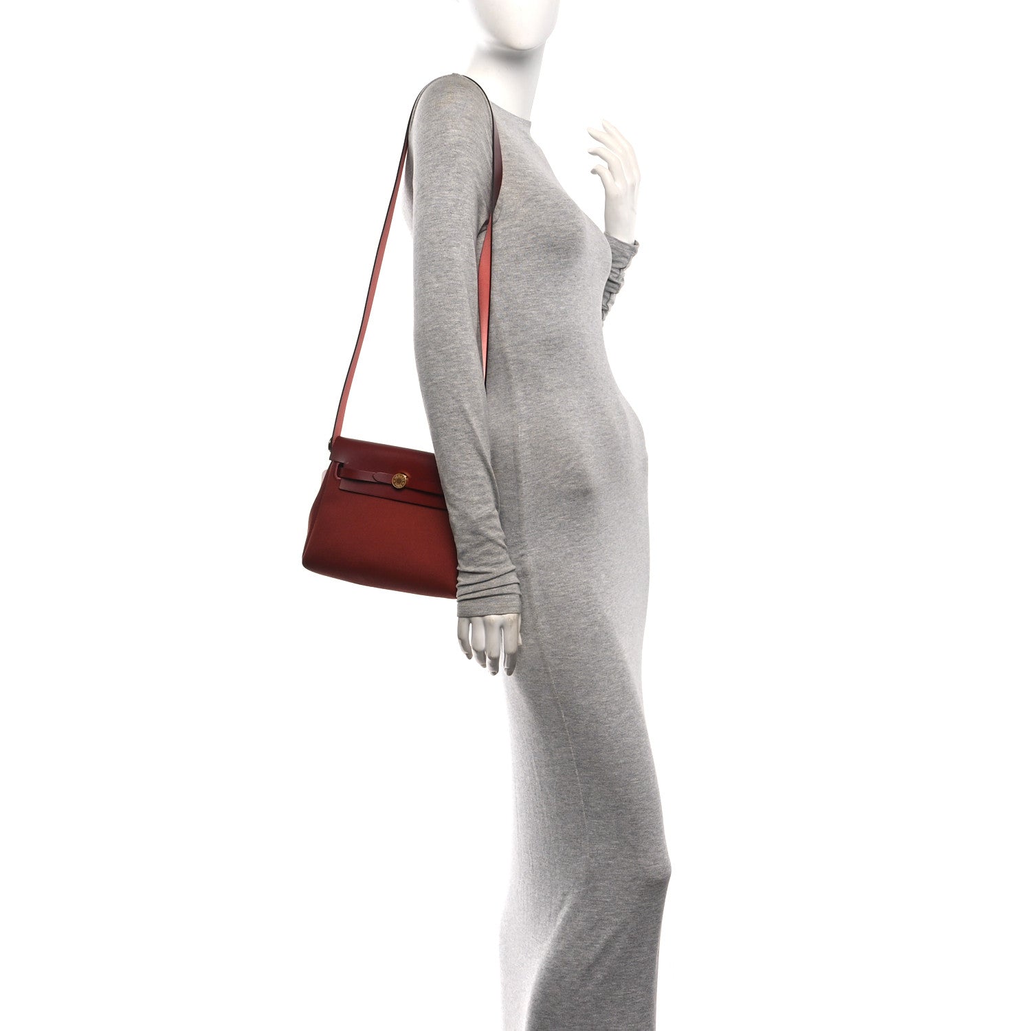 Hermes Military Toile Vache Hunter Herbag Zip Retourne 20  Rouge H 2 of 11