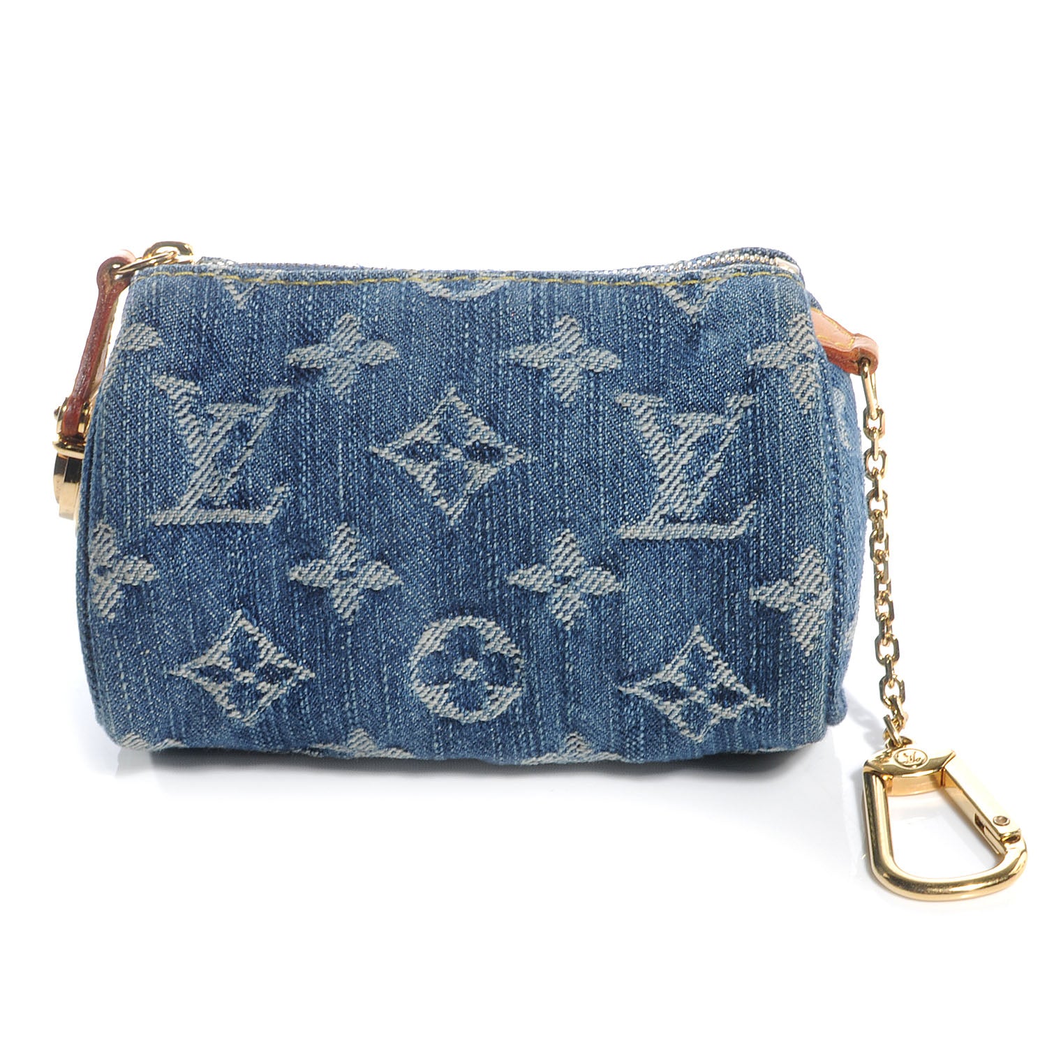 Louis Vuitton Monogram Denim Pochette Speedy PM Key Holder Blue 1 of 7