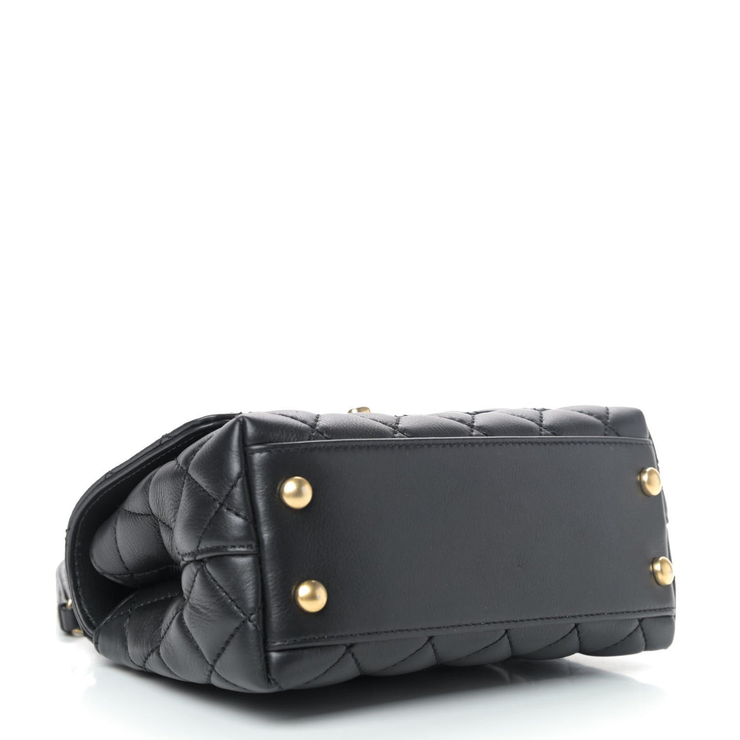 Calfskin Crystal Quilted Extra Mini Coco Handle Flap Black