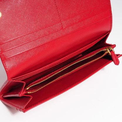 Prada Saffiano Metal Continental Flap Wallet Fuoco 9 of 12