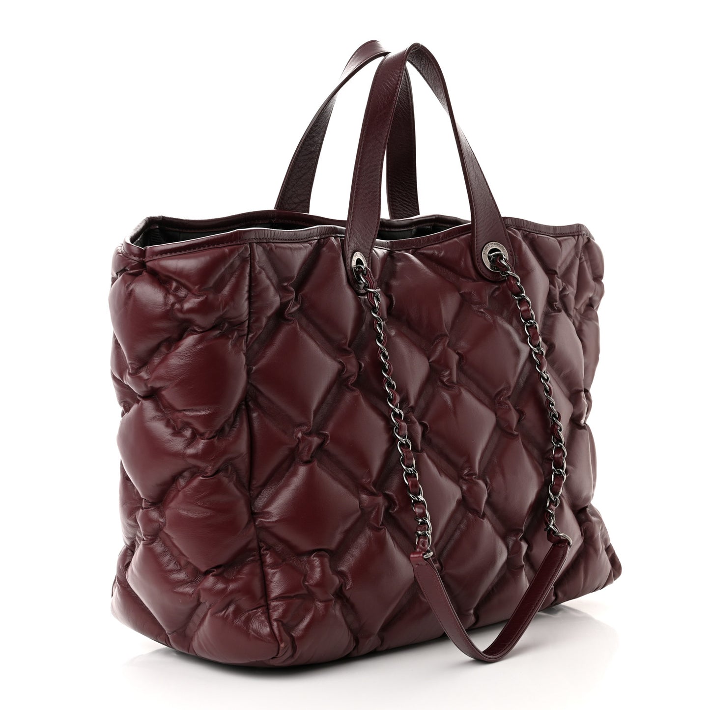 Calfskin Quilted Large Chesterfield Tote Burgundy