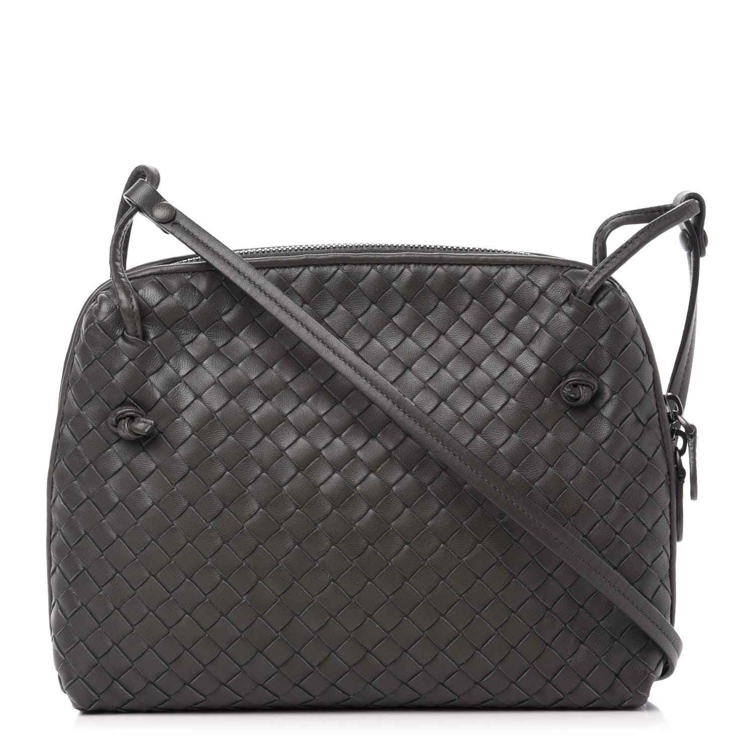 Bottega Veneta Nappa Intrecciato Pillow Crossbody Messenger Light Grey 1 of 13