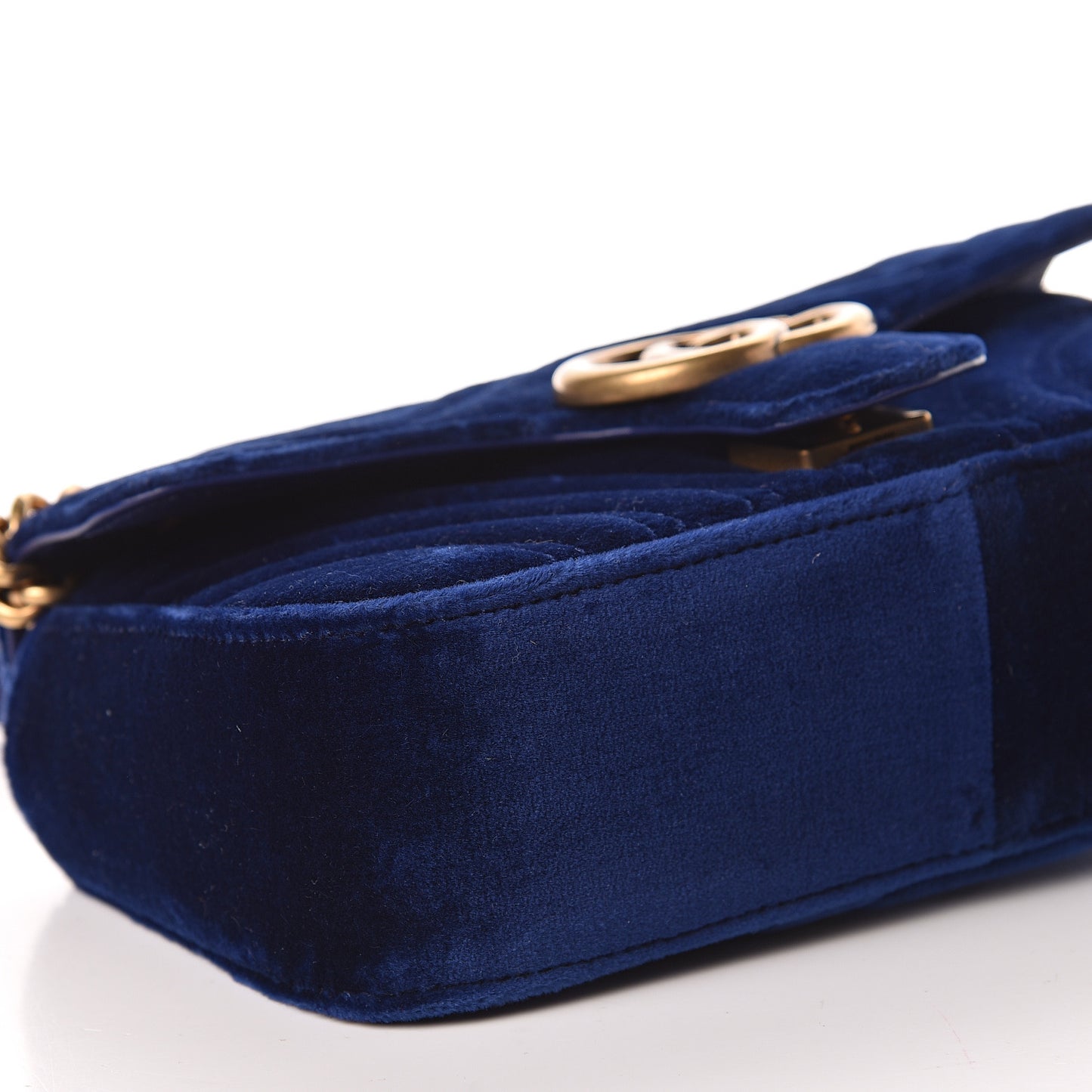 Velvet Matelasse Mini GG Marmont Shoulder Bag Cobalt Blue