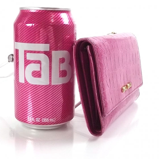 Crocodile Flap Wallet Peonia Fucsia