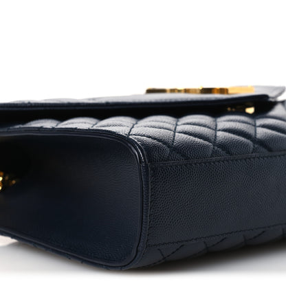 Saint Laurent Grain De Poudre Textured Mixed Matelasse Triquilt Medium Monogram Satchel Deep Marine 9 of 14