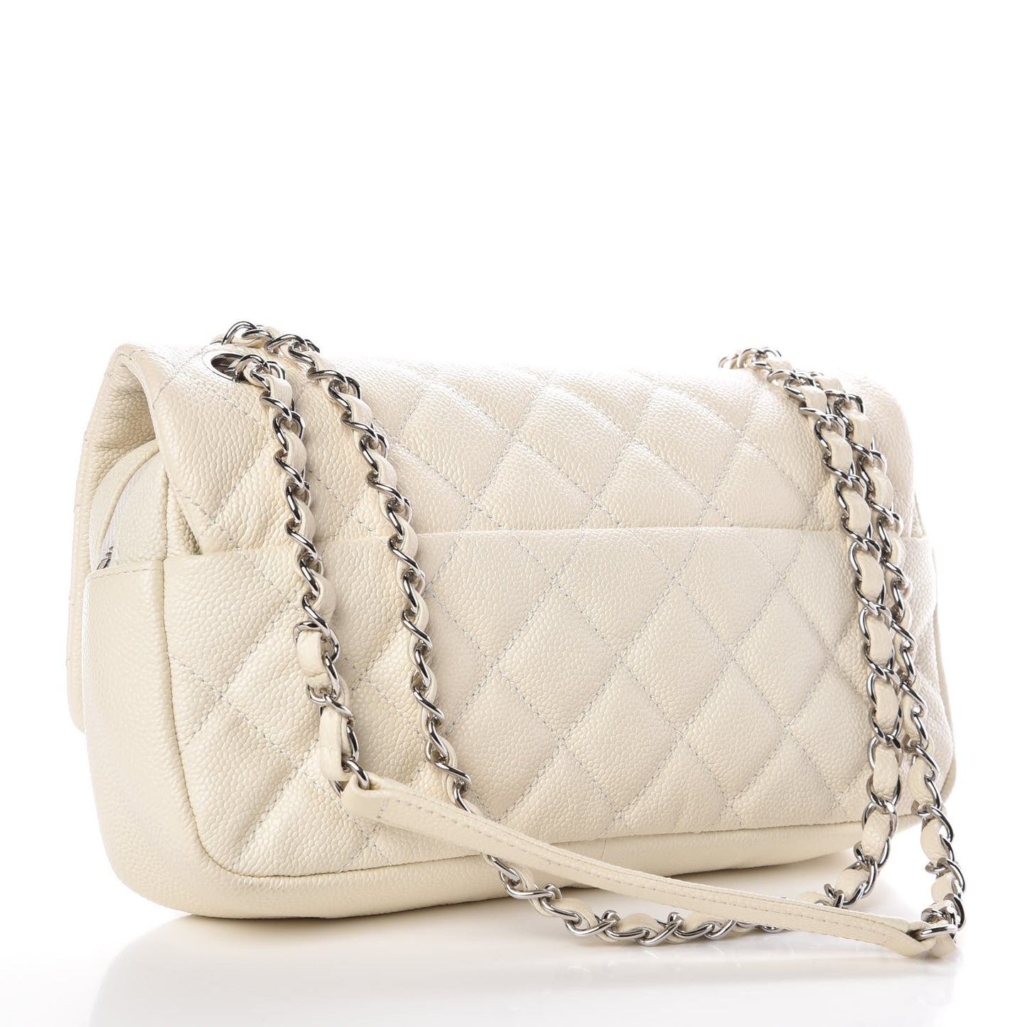 Caviar Quilted Medium Easy Flap Dark White