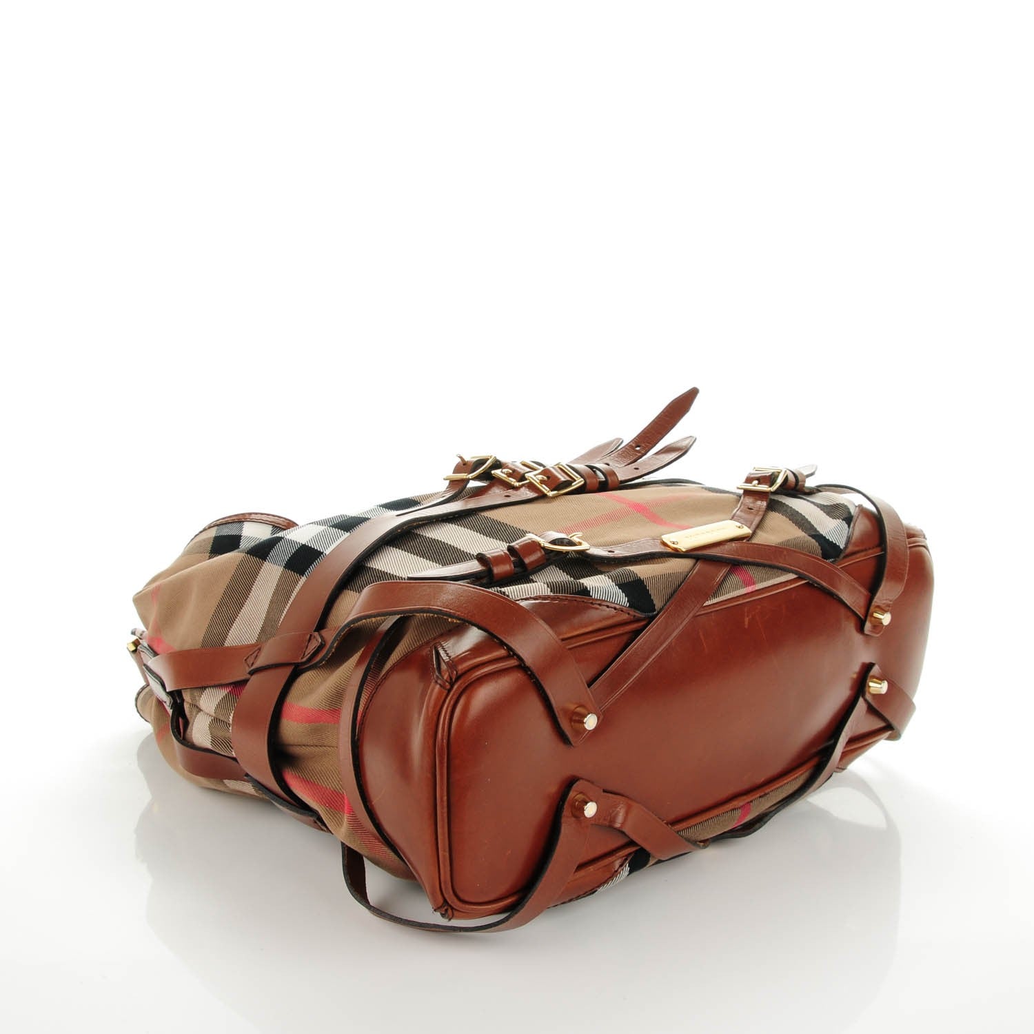 Burberry House Check Bridle Calfskin Medium Gosford Hobo Dark Tan 4 of 11