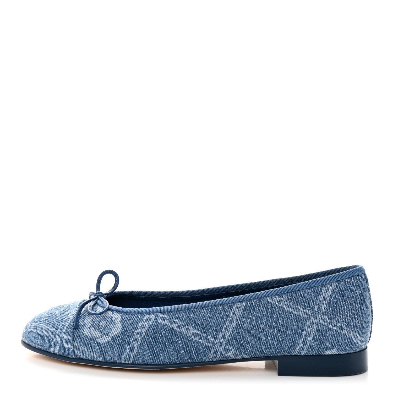 Chanel Denim Printed Cap Toe Ballerina Flats 39.5 Blue 1 of 8