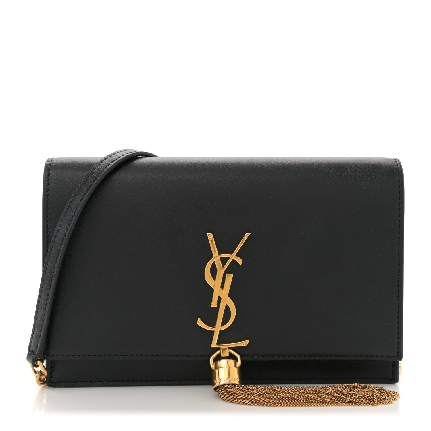 Saint Laurent Smooth Calfskin Classic Monogram Kate Tassel Chain Wallet Black 1 of 11