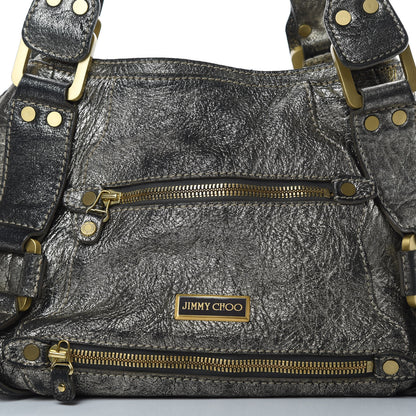 Jimmy Choo Metallic Calfskin Mahala Tote Pewter 7 of 17