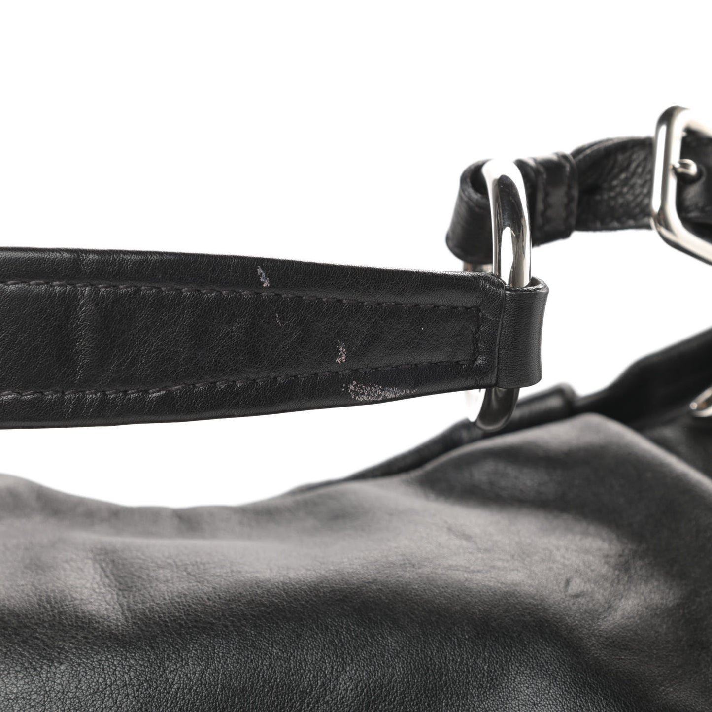 Soft Calfskin Pleated Hobo Black