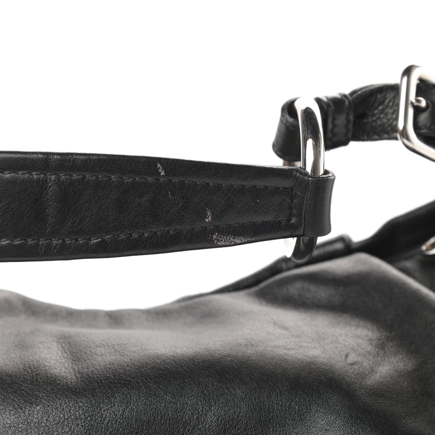 Prada Soft Calfskin Pleated Hobo Black 14 of 15