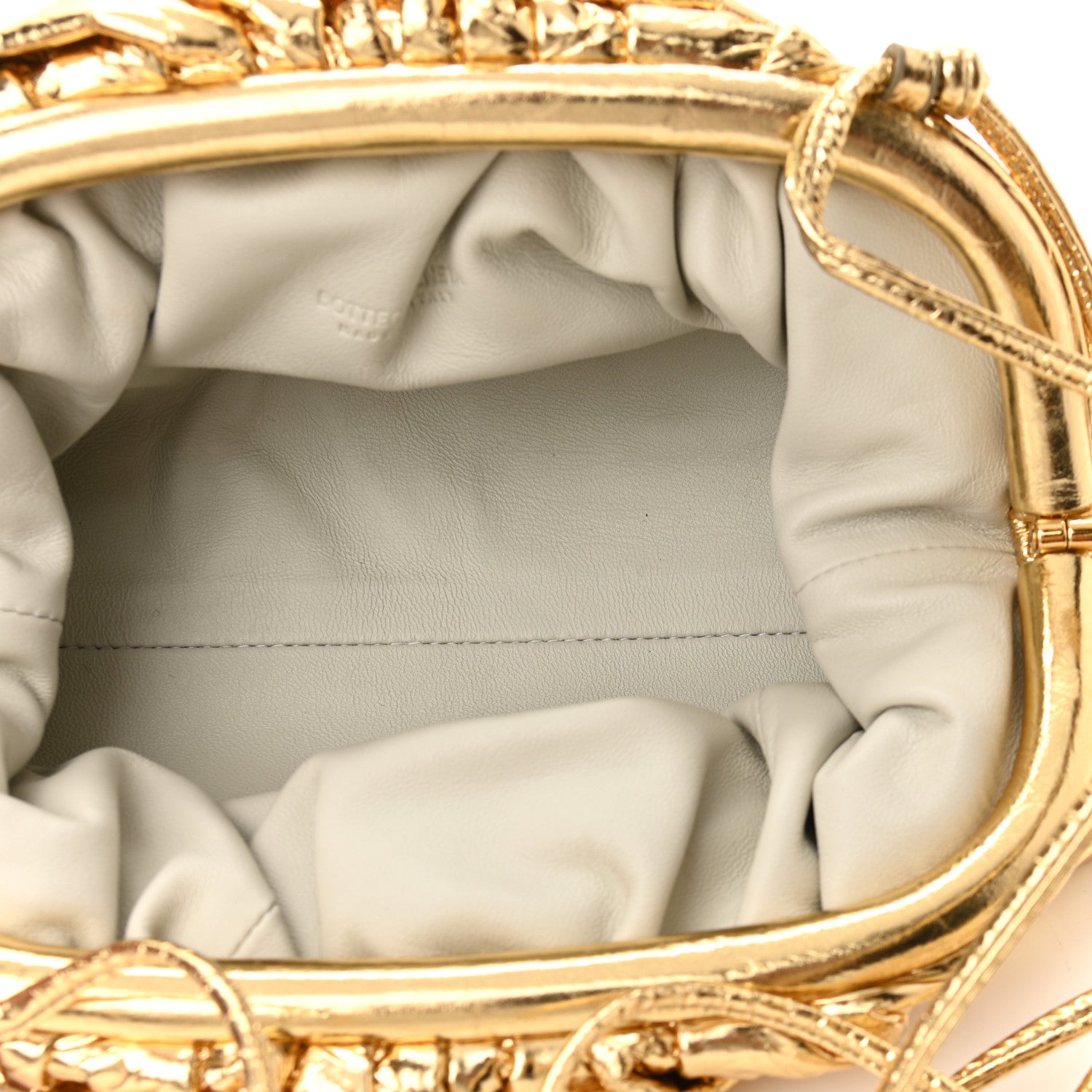 Bottega Veneta Metallic Crinkled Lambskin The Mini Pouch Oro 4 of 8