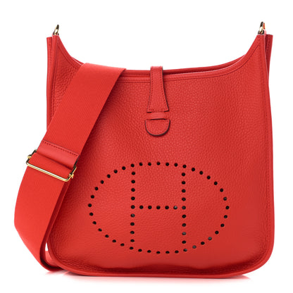 Hermes Taurillon Clemence Evelyne III PM Rouge De Coeur 1 of 11