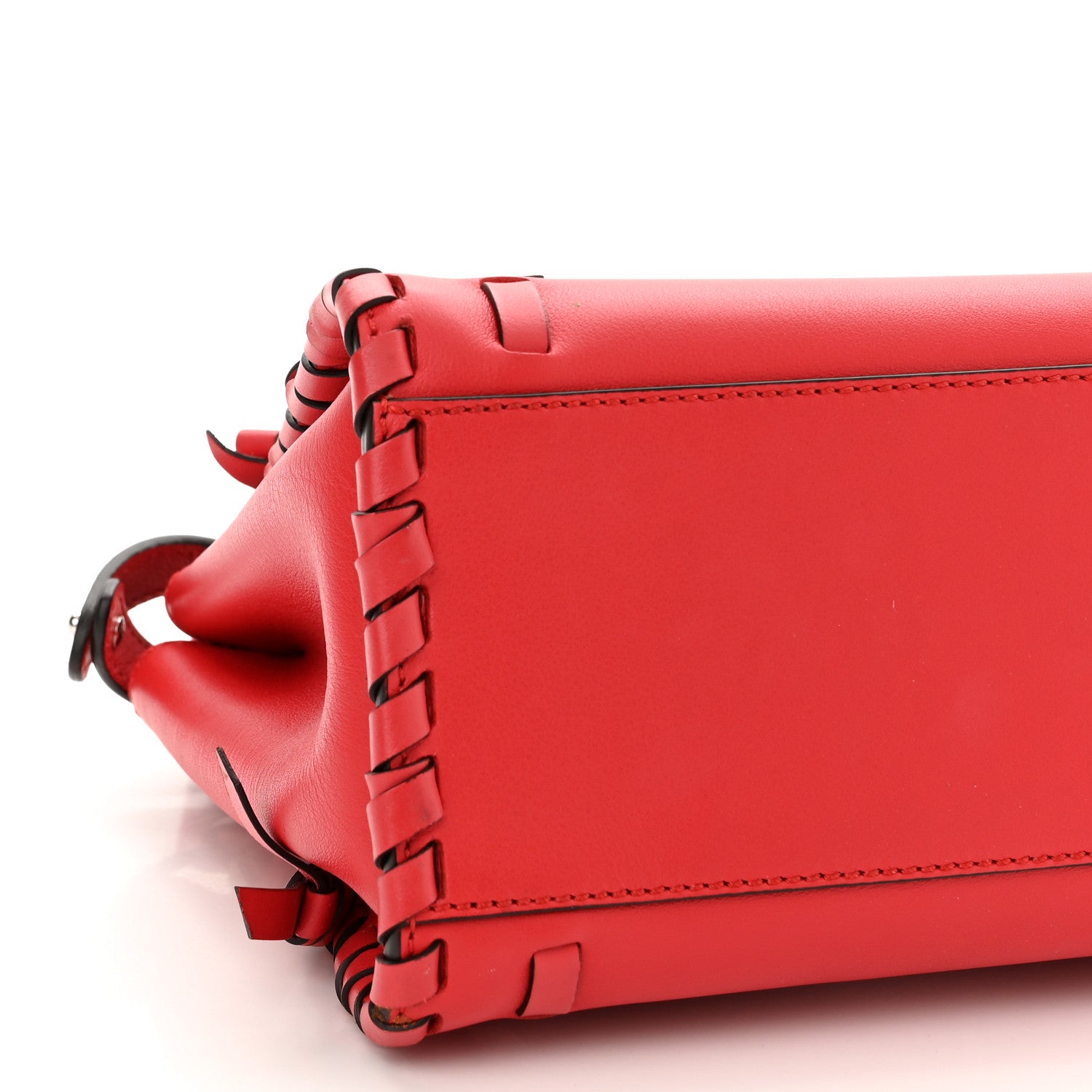 Fendi Vitello Seta Century Nappa Whipstitch Mini Peekaboo Iconic Satchel Fiamma 9 of 10