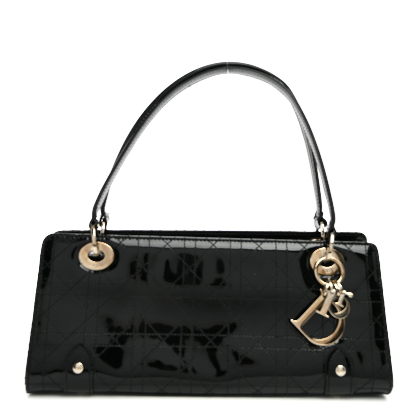 Patent Cannage Stitched East West Lady Dior Black