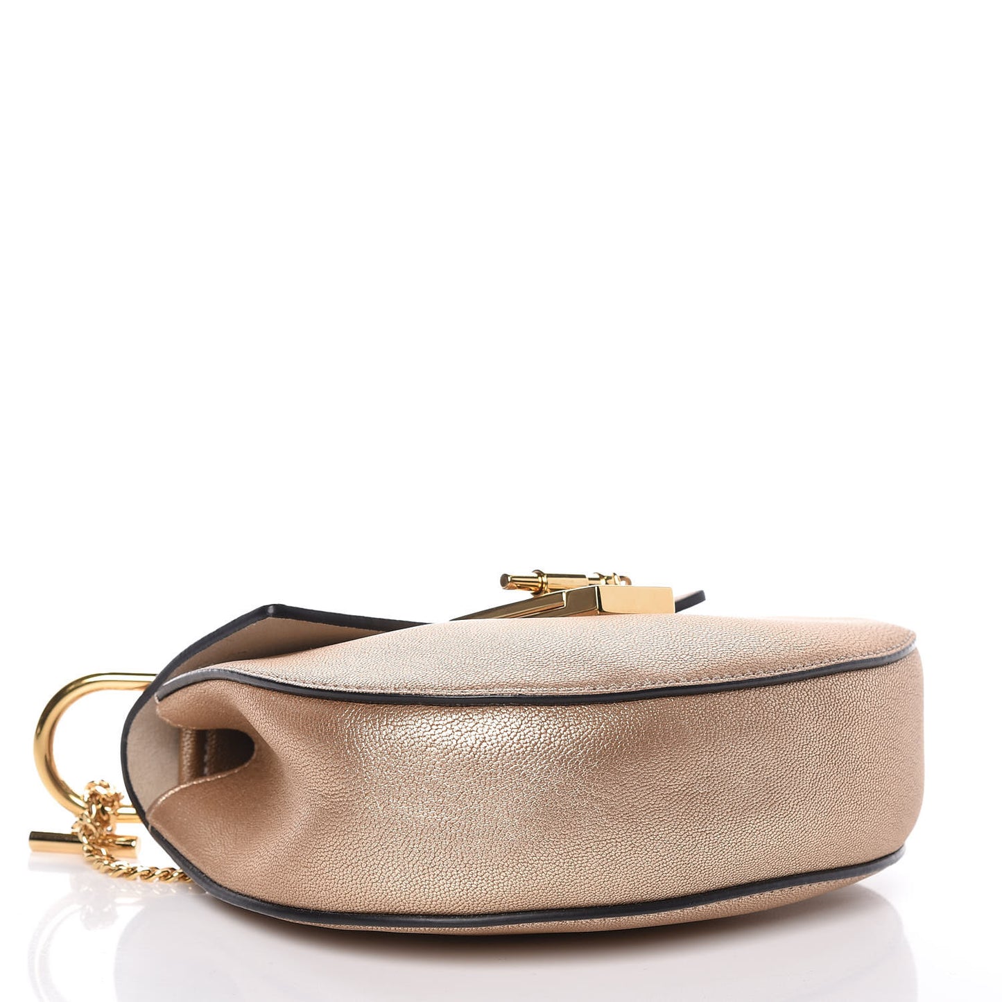 Metallic Grained Goatskin Nano Drew Shoulder Bag Abstract Gold