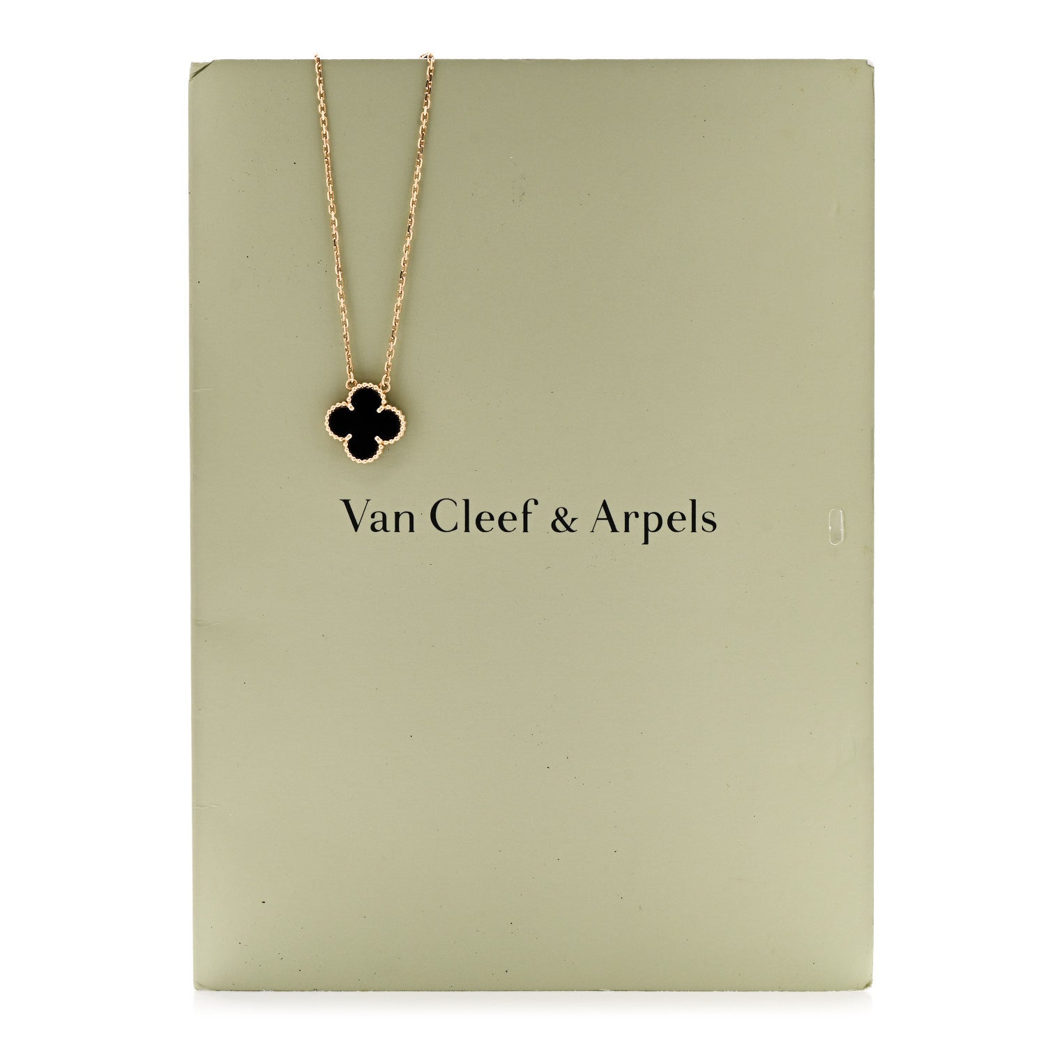 Van Cleef & Arpels 18K Yellow Gold Black Onyx Vintage Alhambra Pendant Necklace 6 of 6
